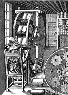 Diverse: literature, reading, book wheel, after copper