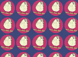Repeating: Little bird on a branch repeating pattern