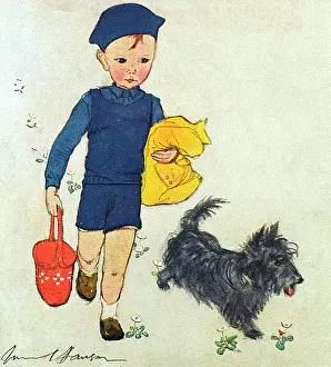 Walkies: Little boy in blue by Muriel Dawson