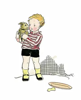 Certainly: Little Boy Holding a Puppy