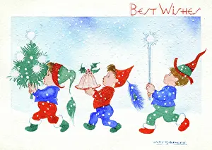 Schermele: Little boys with Christmas tree and candle