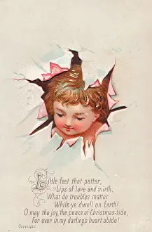 Ripping: Little child on a Christmas card