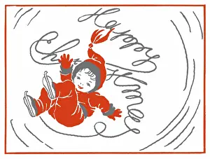 Wording: Little child falling down on skates