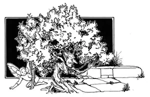 Couching: Little crouching bush and two fairies