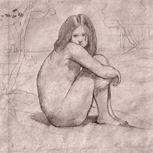 Hunched: A Little Girl Crouching, by Corot