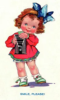 Folding: Little girl with folding camera