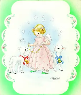 Schermele: Little girl and two lambs
