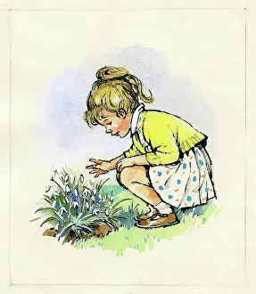 Clump: Little Girl looking at Snowdrops