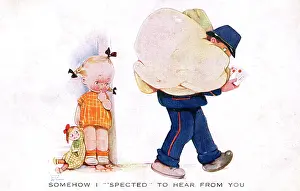 Expected: Little girl and postman