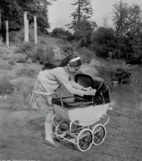 Prams: Little girl with her pram