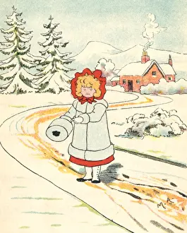 Muff: Little girl in the snow
