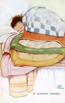 Quilt: Little girl snuggled up in bed