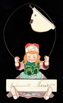 Ferrier: Little girl on a three-dimensional greetings card