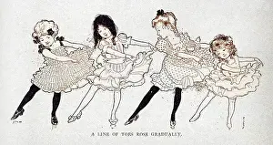 Unison: Little girls dancing in a row