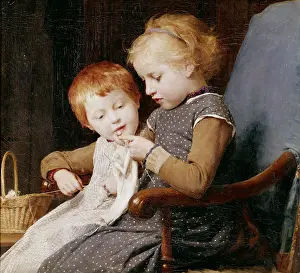 Anker: Little girls knitting