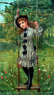 Thoughtful: Little Thoughtful - girl on a swing