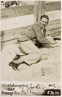 Snaps: Littlehampton - Young man taking a breather on the beach