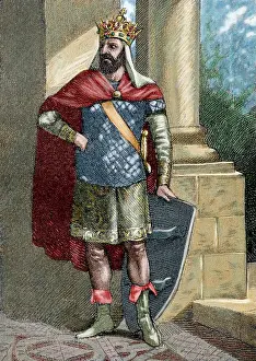 Liuvigild (c.525-586). Engraving. Colored