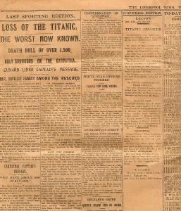 Ismay: Liverpool Echo, loss of the Titanic