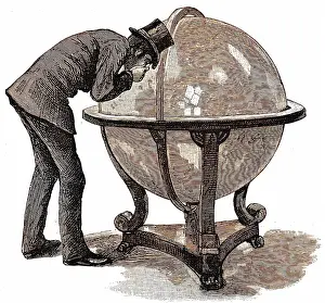 Underwriter: Lloyd's Underwriter examining a globe, 1886