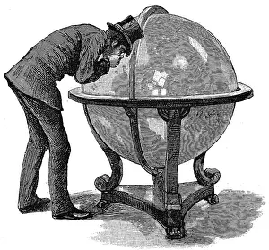 Underwriter: Lloyd's Underwriter examining a globe, 1886