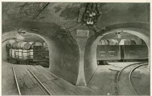 Freight: Loaded freight train in the Illinois tunnel system, Chicago