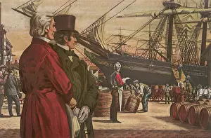Oceanliner: Loading Barrels on Ship