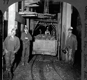 Scranton: Loading Cage with Coal Car at Bottom of Shaft