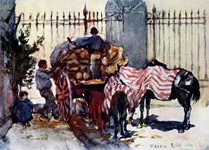 Loads: Loading a cart with wine flasks, Florence, Italy - morning