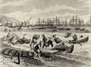 Coastlines: Loading Chile saltpeter in Pascua (Chile). 1891