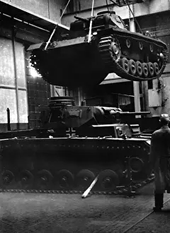 Loading of finished tanks in a German munitions factory, 194