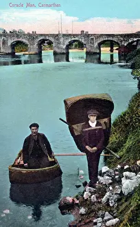 The Woodward Postcard Collection: Local men and their coracles - Carmarthen, Wales