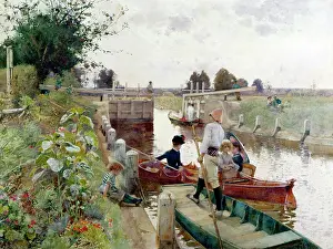 Caffieri: The Lock ' canal scene with boats