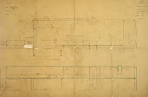 Crampton: Locomotive passenger engine, side elevation and section