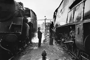 Between two locos at Nine Elms Loco Yard