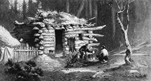 Trappers: Log Cabin in the USA c. 1885
