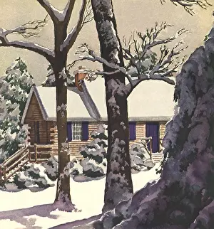 Blanketed: Log Cabin in Winter