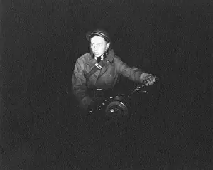 Flashlight: London Fire Brigade despatch rider at night