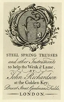 Disability: London Trade Card - John Richardson, Steel Spring Trusses