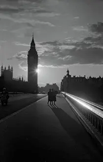 Handrail: London Westminster Bridge and Big Ben at sunset