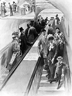 Escalator: London's new amusement: Up and down the escalator 1911
