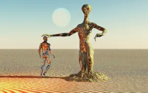 Absence: A lone human meeting and communicating with a
