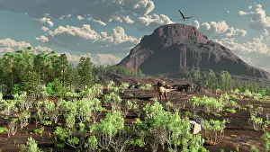 Searching: A lone Tyrannosaurus Rex scavenges for food