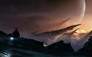 Loneliness: Lonely wanderer lost in the cold and icy mountains of an ?