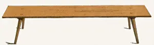 Slanting: Long, Low Wooden Table