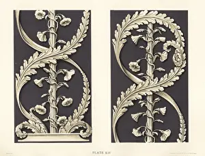 Convolvulus: Long plaque with scroll of convolvulus foliage