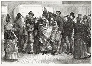 Queues: Long queue for train tickets at a station 1872