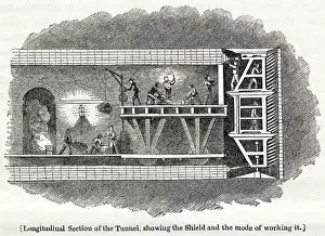 Tunnelling: Longitudinal section of Thames Tunnel 1825