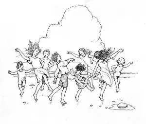 Frolicking: Looby Loo (children dancing on beach)