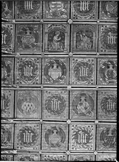 Harker: Detail looking up at medieval decoration on the ceiling